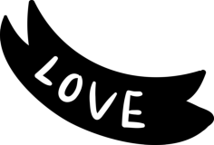 Love Banner Line Art Svg Vector, Free Vectors File